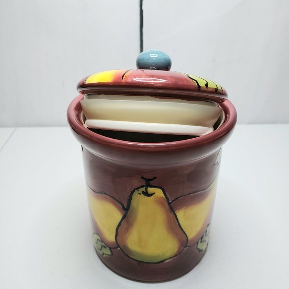 *SOLD* Lillian Vernon Pear Theme Small Ceramic Cookie Jar - Picture 4 of 9